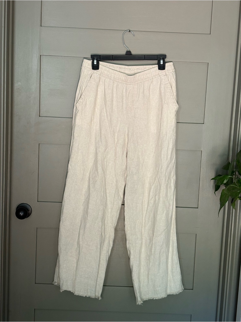 Old Navy Cream Wide-Leg Linen-Blend Pants